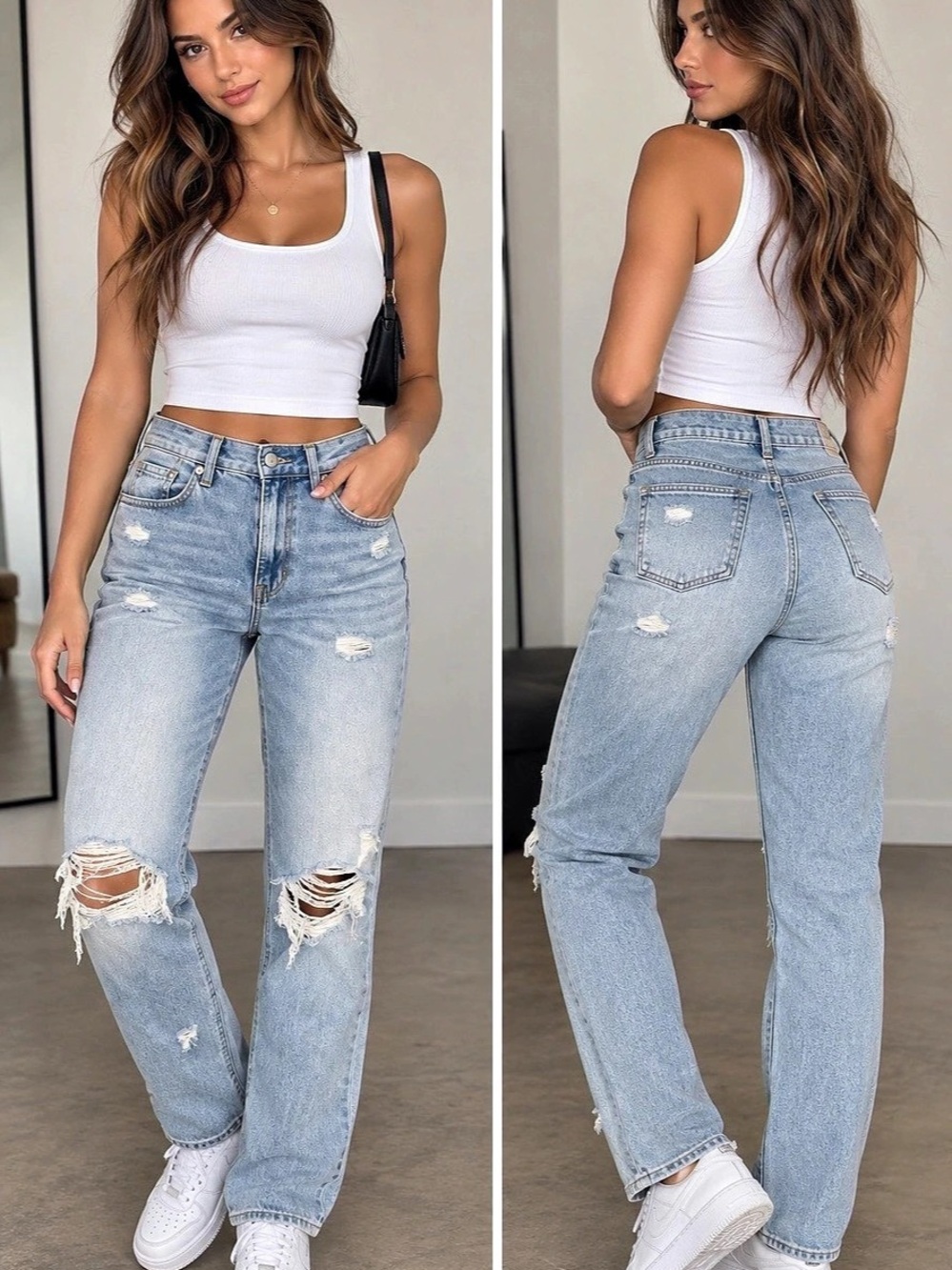 American Eagle Mom Jeans Distressed Blue Jeans